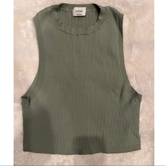 Aritzia Wilfred Reso Sweater Crop Green Size L - Picture 1 of 7